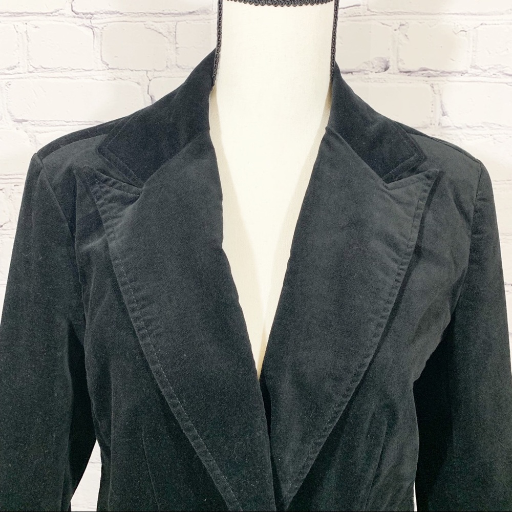 Calvin Klein Black Velvet Two Button Medium Jacket - image 2